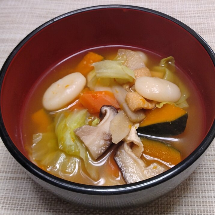 トッポギ餅風のかぼちゃのほうとう